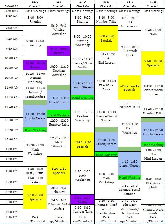 2022-2023 Class Schedule